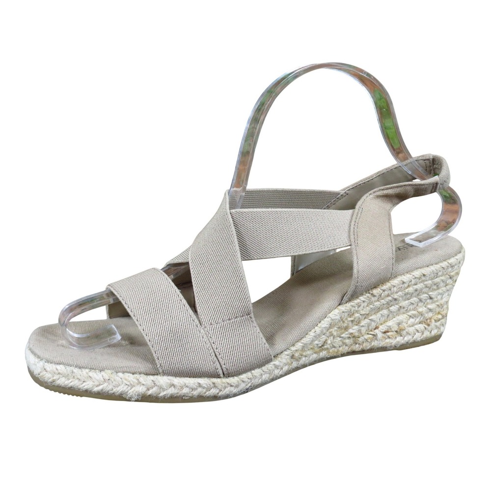 GNW Sophia Women Wedge Sandals 9 Casual Summer Tan Canvas Espadrille‎